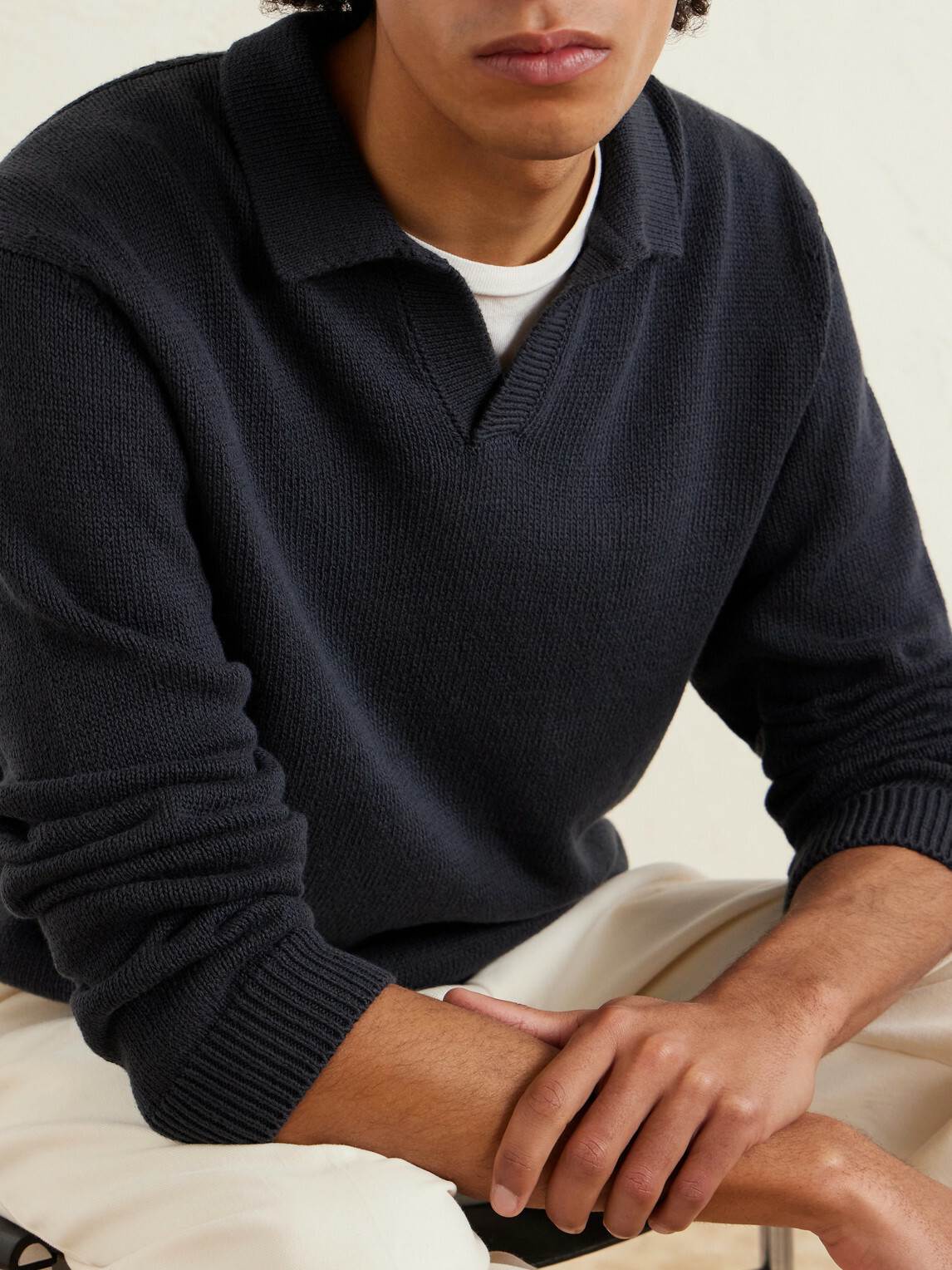 Eleventy - Cotton and Silk-Blend Polo Sweater - Blue