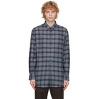 Brioni Grey Cotton Plaid Shirt