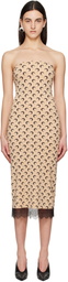 Marine Serre Beige Recycled Moon Jersey Bustier Midi Dress
