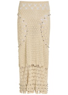 Rabanne Bead-embellished Crochet Cotton Midi Skirt Ecru