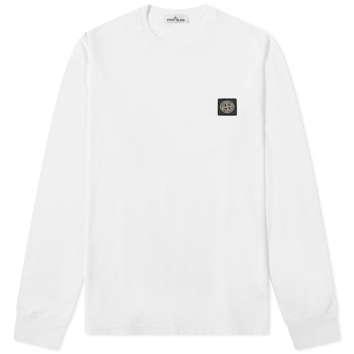 Photo: Stone Island Men's Long Sleeve Patch T-Shirt in White