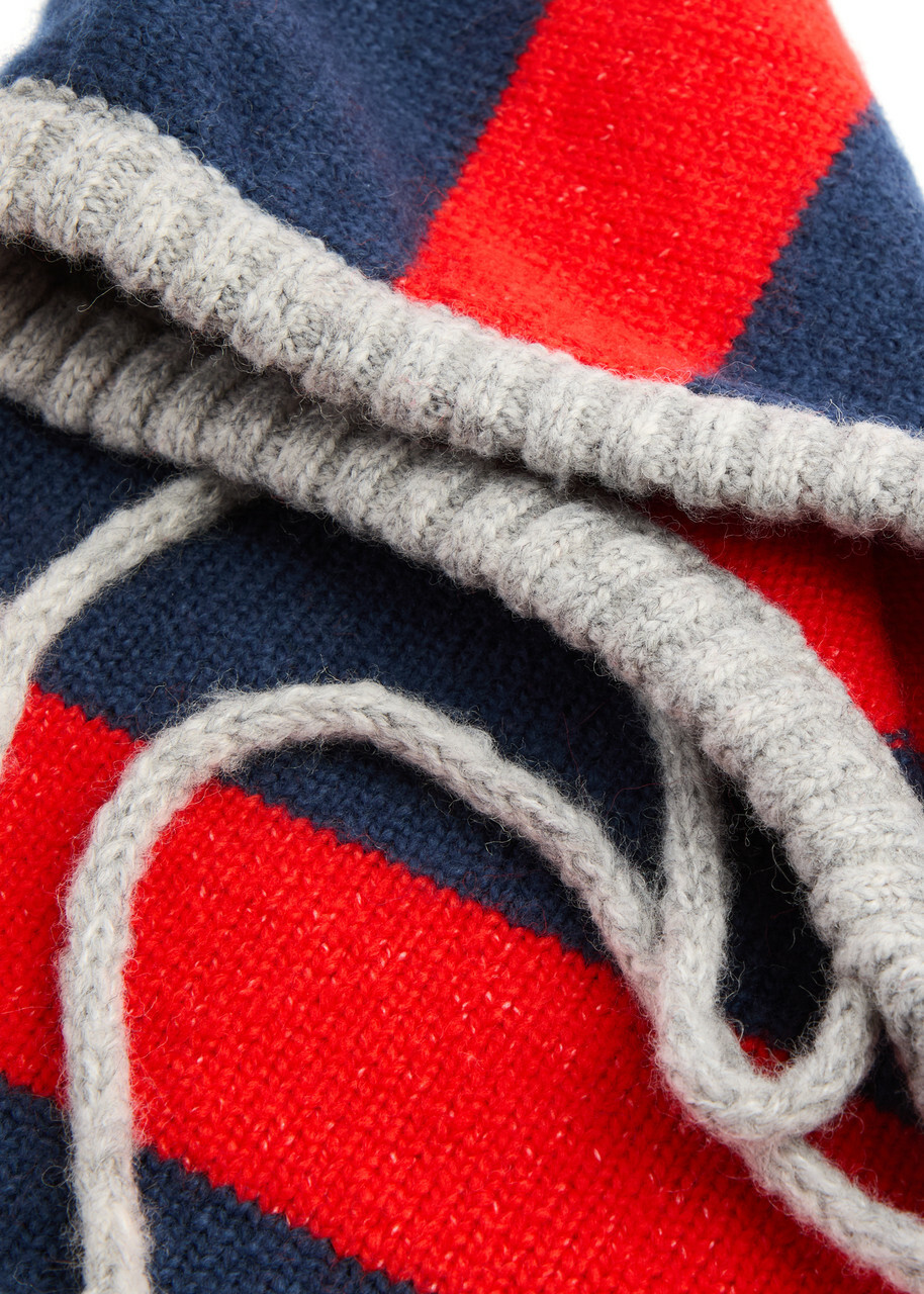Damson Madder Striped Knitted Hood - Red - One Size