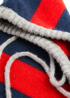 Damson Madder Striped Knitted Hood - Red - One Size