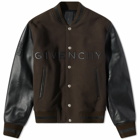 Givenchy Men's 4G Sleeves Varsity Jacket in Dark Brown/Black