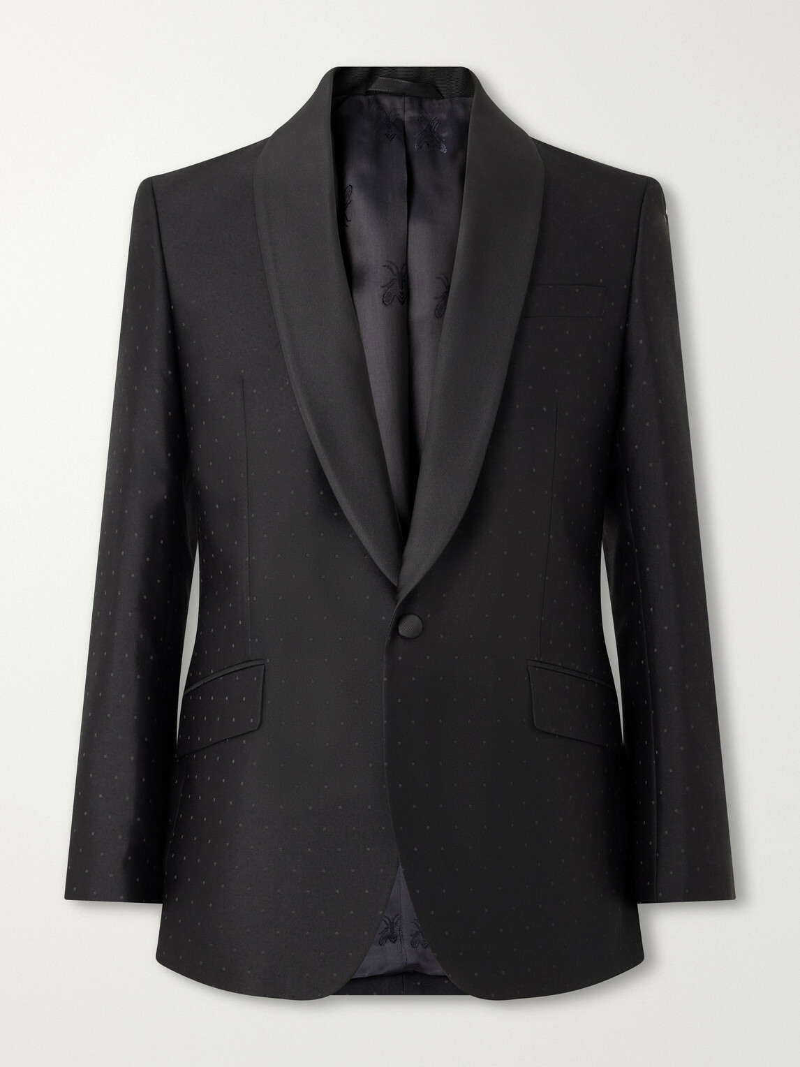 Favourbrook - Polka-Dots Wool and Silk-Blend Tuxedo Jacket - Black