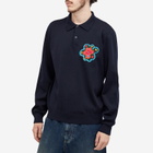 By Parra Men's Flower Blob Knitted Polo Shirt in Midnight Blue