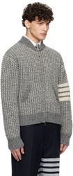 Thom Browne Gray Irish Wool 4-Bar Bomber Jacket