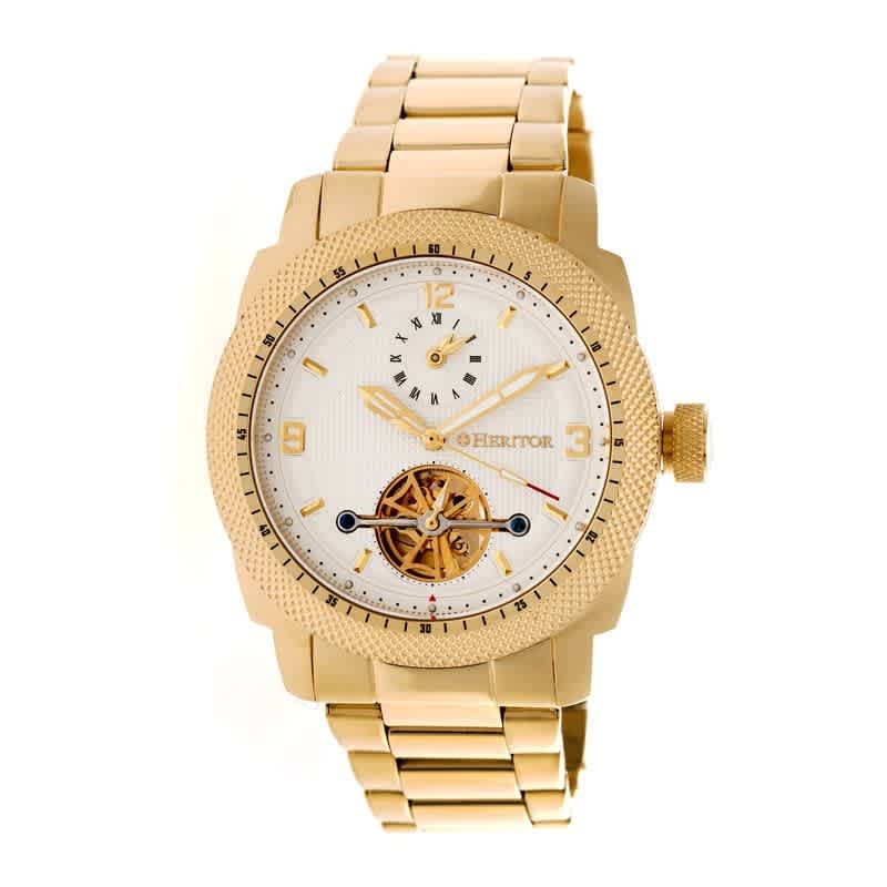 Heritor Helmsley White Dial Rose Yellow-Tone Steel Automatic Mens Watch ...