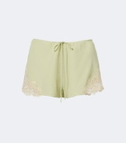 De La Vali Elia lace-trimmed crêpe de chine shorts