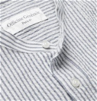 Officine Generale - Gaston Grandad-Collar Striped Cotton-Blend Seersucker Shirt - Neutrals