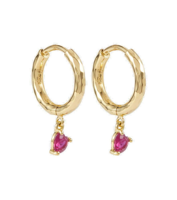 Photo: Octavia Elizabeth Charmed Micro Gabby 18kt gold hoop earrings with ruby