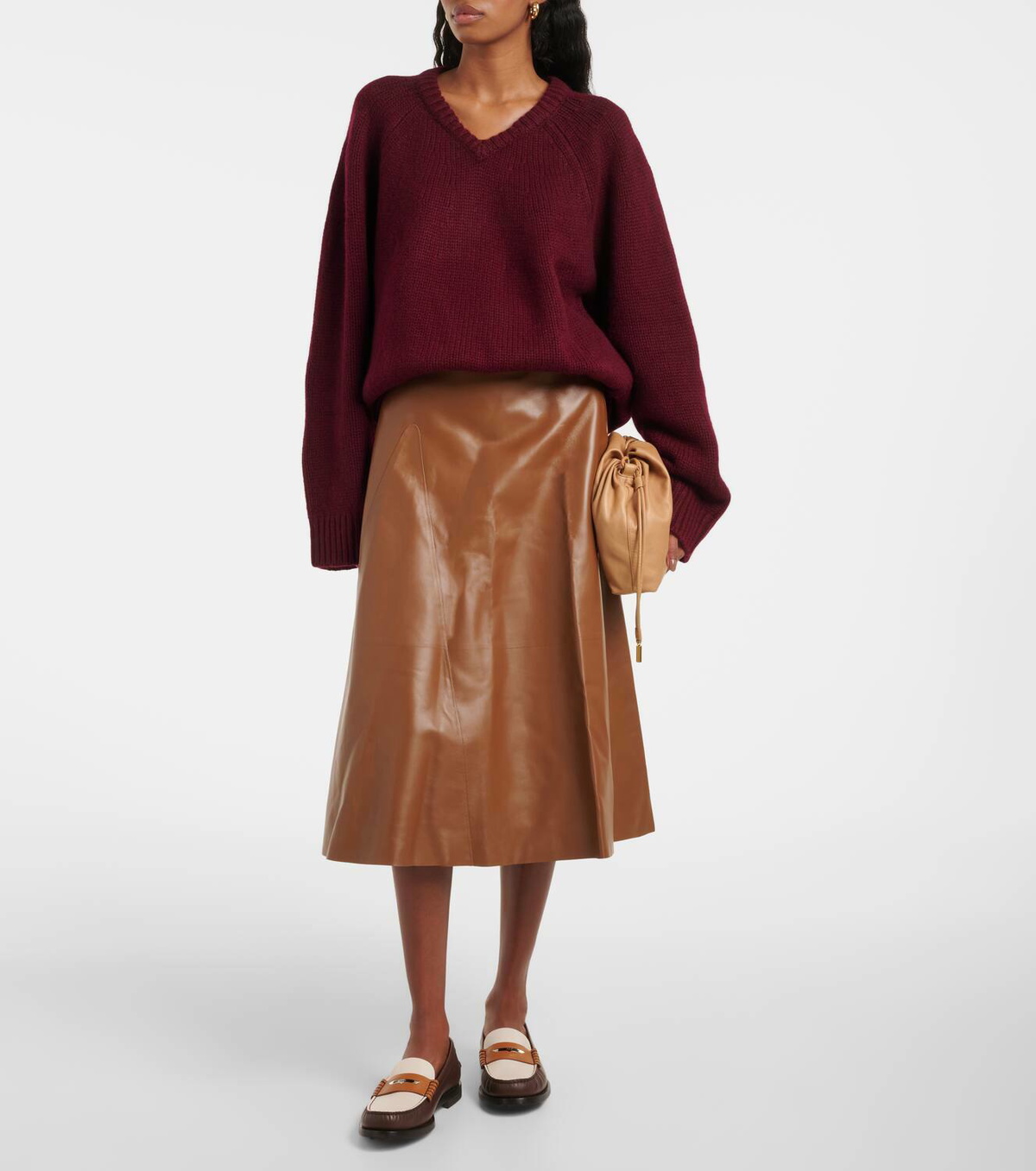 Fforme Selina leather midi skirt