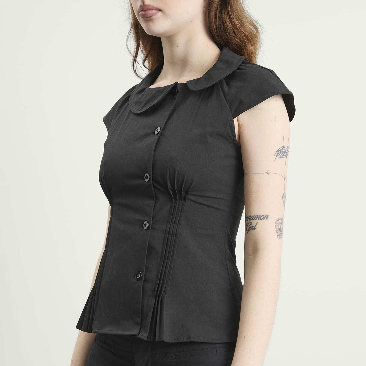 Peachy Den Women's Missy Asymmetric Blouse in Black