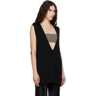 Rick Owens Black Tower Wool Knit V Neck Vest