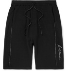 Isabel Benenato - Slim-Fit Embroidered Loopback Jersey Shorts - Black