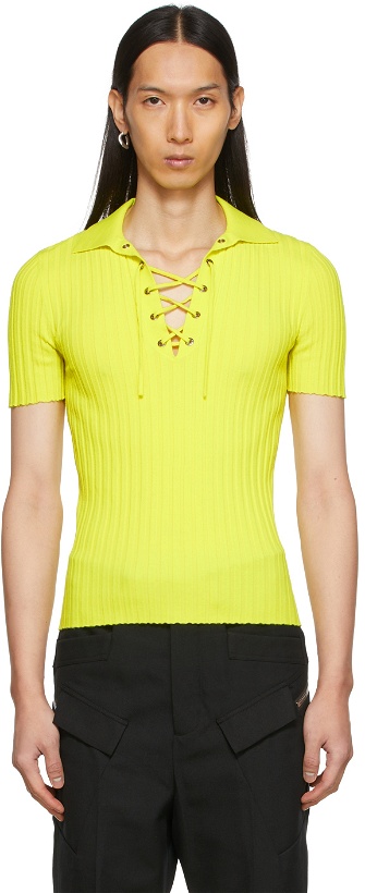 Photo: Dion Lee Yellow Lace-Up Placket Polo