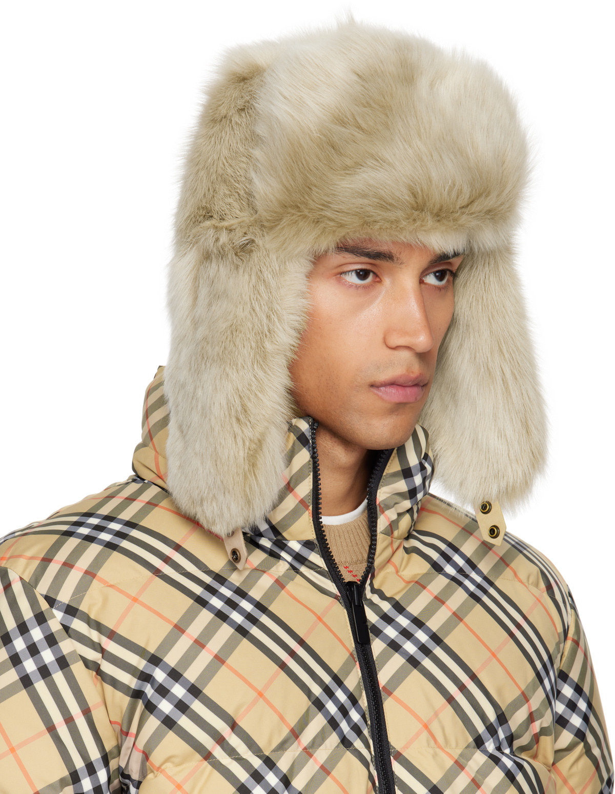 Burberry Beige Shearling Trapper Hat