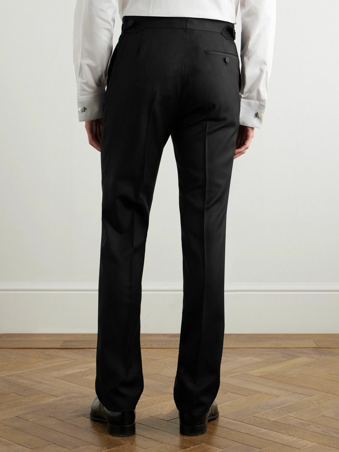 Kingsman - Straight-Leg Grosgrain-Trimmed Wool Tuxedo Trousers - Black