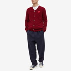 Comme des Garçons Play Men's Red Heart Cardigan in Burgundy