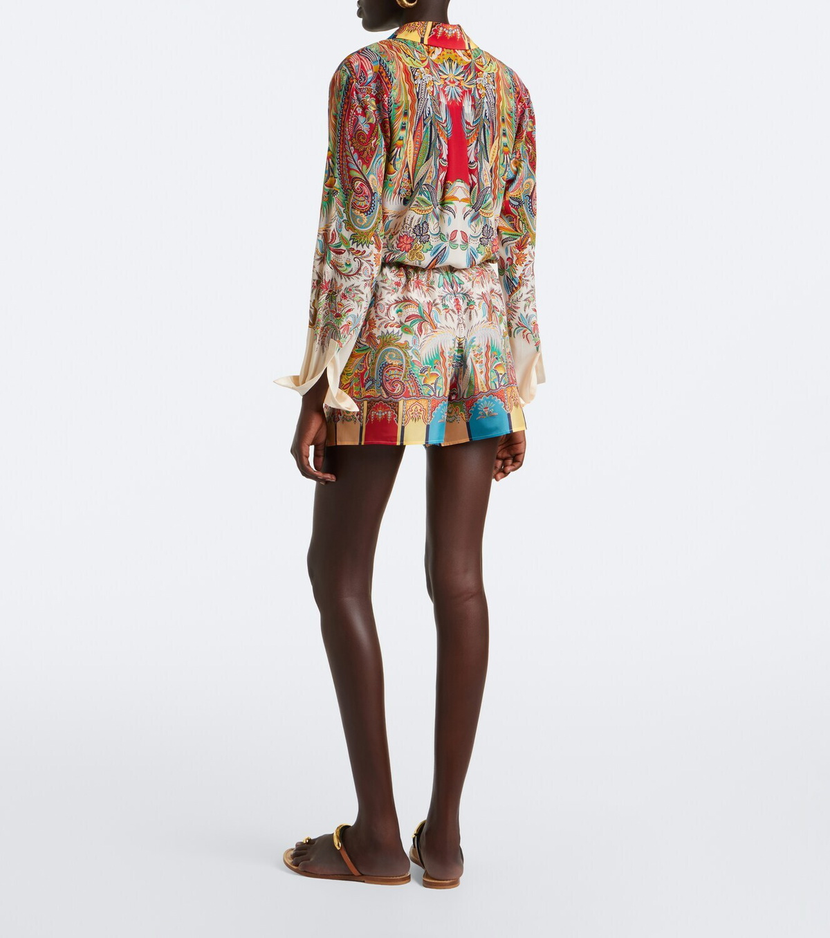 Etro Paisley silk satin shorts