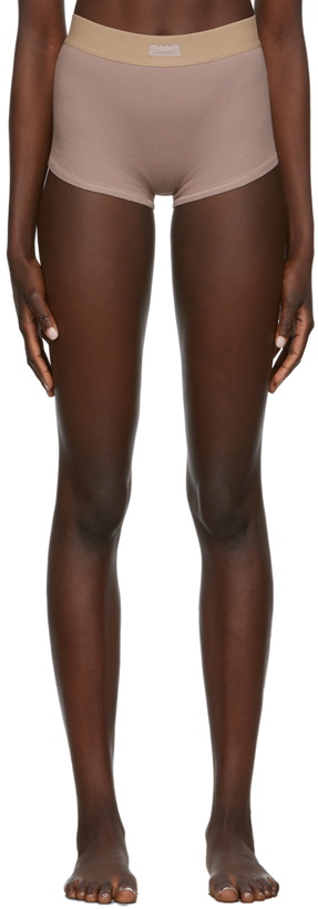 Photo: SKIMS Taupe Cotton Rib Boy Shorts