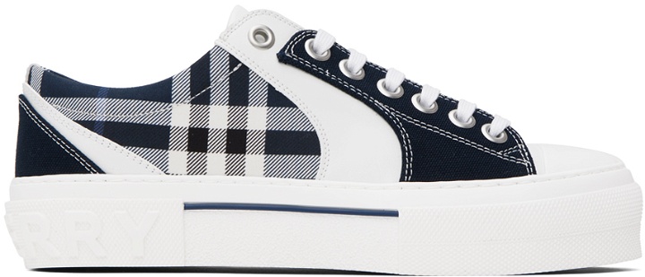 Photo: Burberry White & Navy Check Sneakers