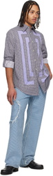 Edward Cuming Blue & White Denim Circle Window Jeans