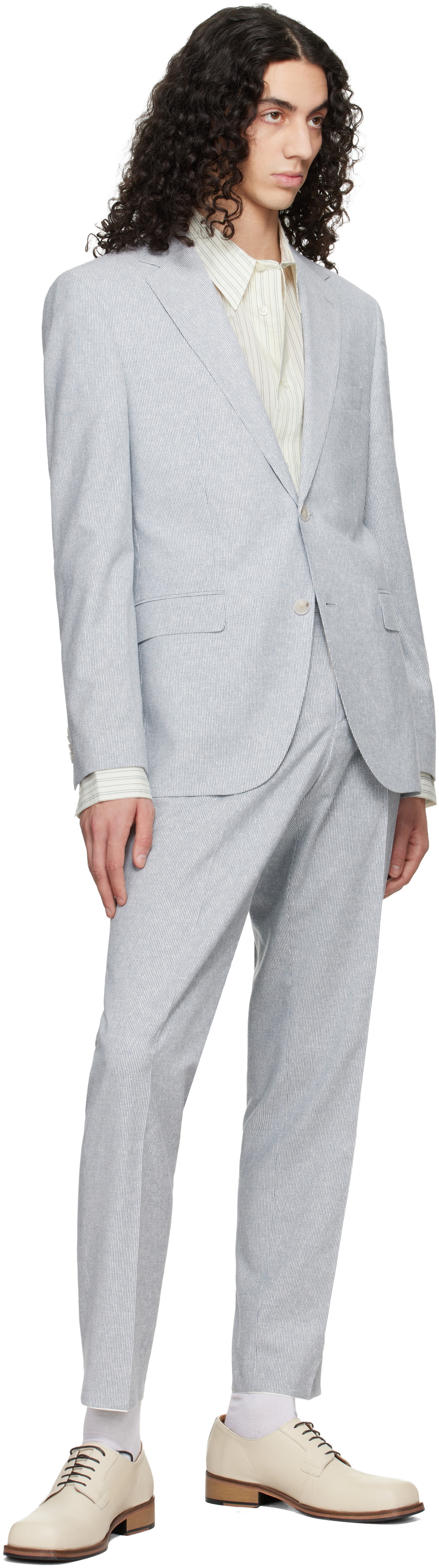 BOSS Blue Two-Piece Regular-Fit Stretch Bouclé Suit