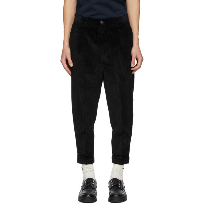 Photo: AMI Alexandre Mattiussi Black Corduroy Carrot Fit Chino Trousers