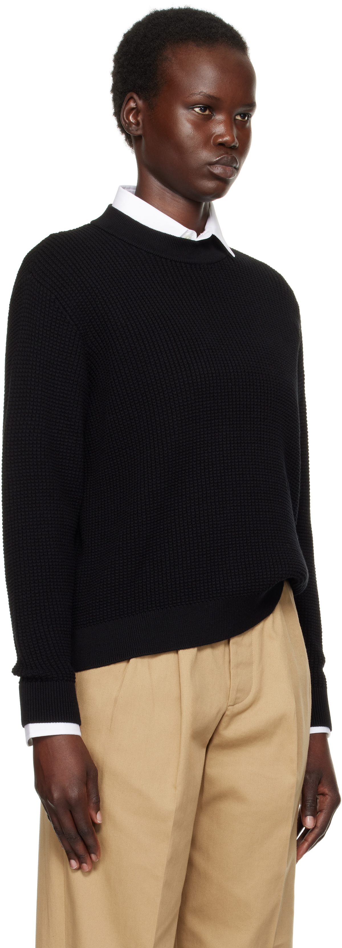 HommeGirls Black Waffle Knit Sweater