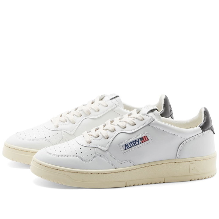 Photo: Autry Men's 01 Low Leather Sneakers in White/Black
