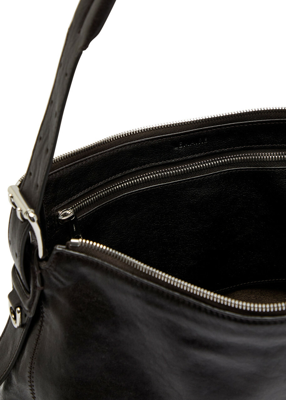 Lemaire Belted Baguette Leather Shoulder bag - Dark Chocolate