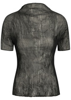 Issey Miyake Twist Pleated Semi-sheer Chiffon top Black