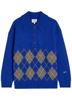 Damson Madder Saskia Argyle Wool Jumper Dark Blue
