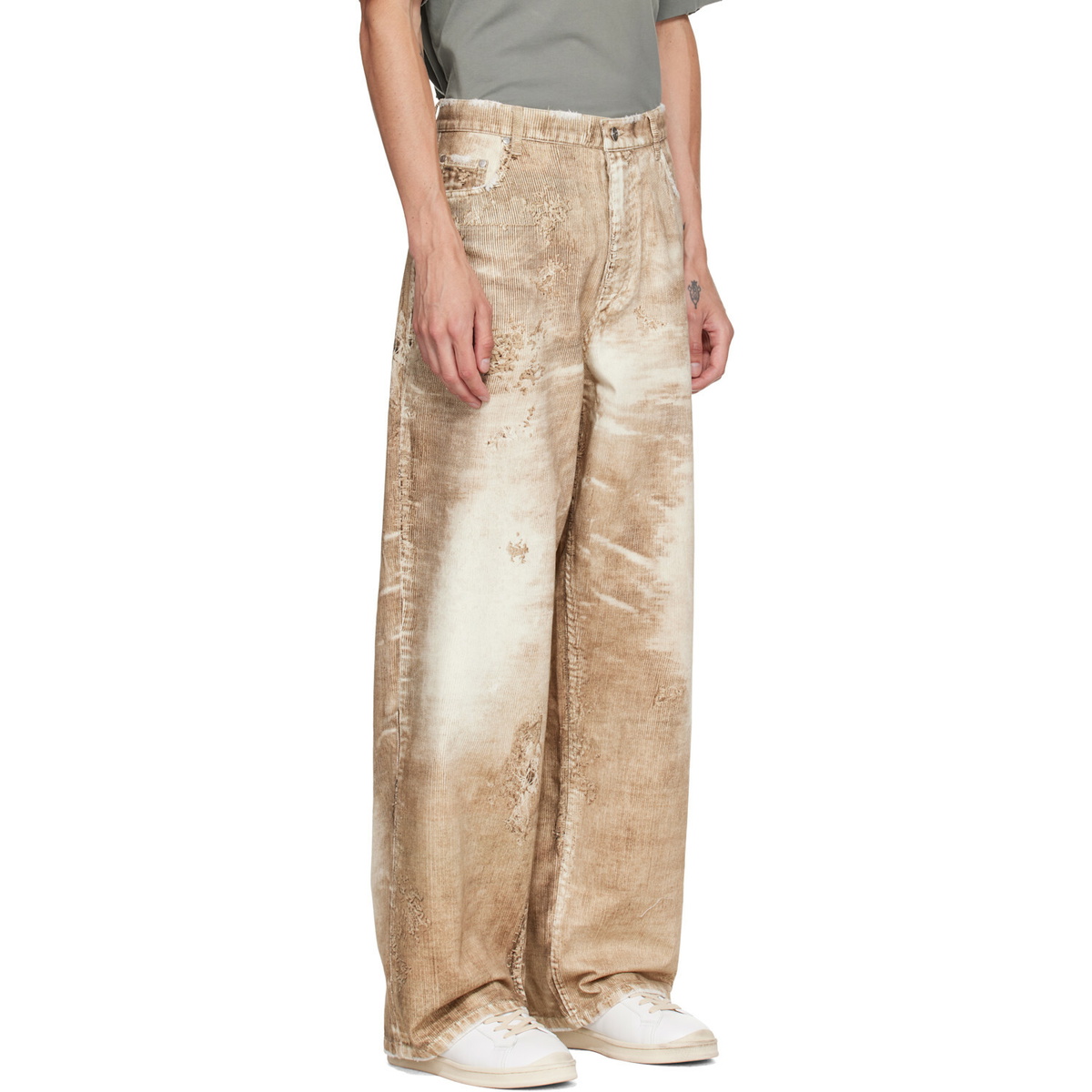 CAMPERLAB Beige Corduroy Print Denim Loose Jeans
