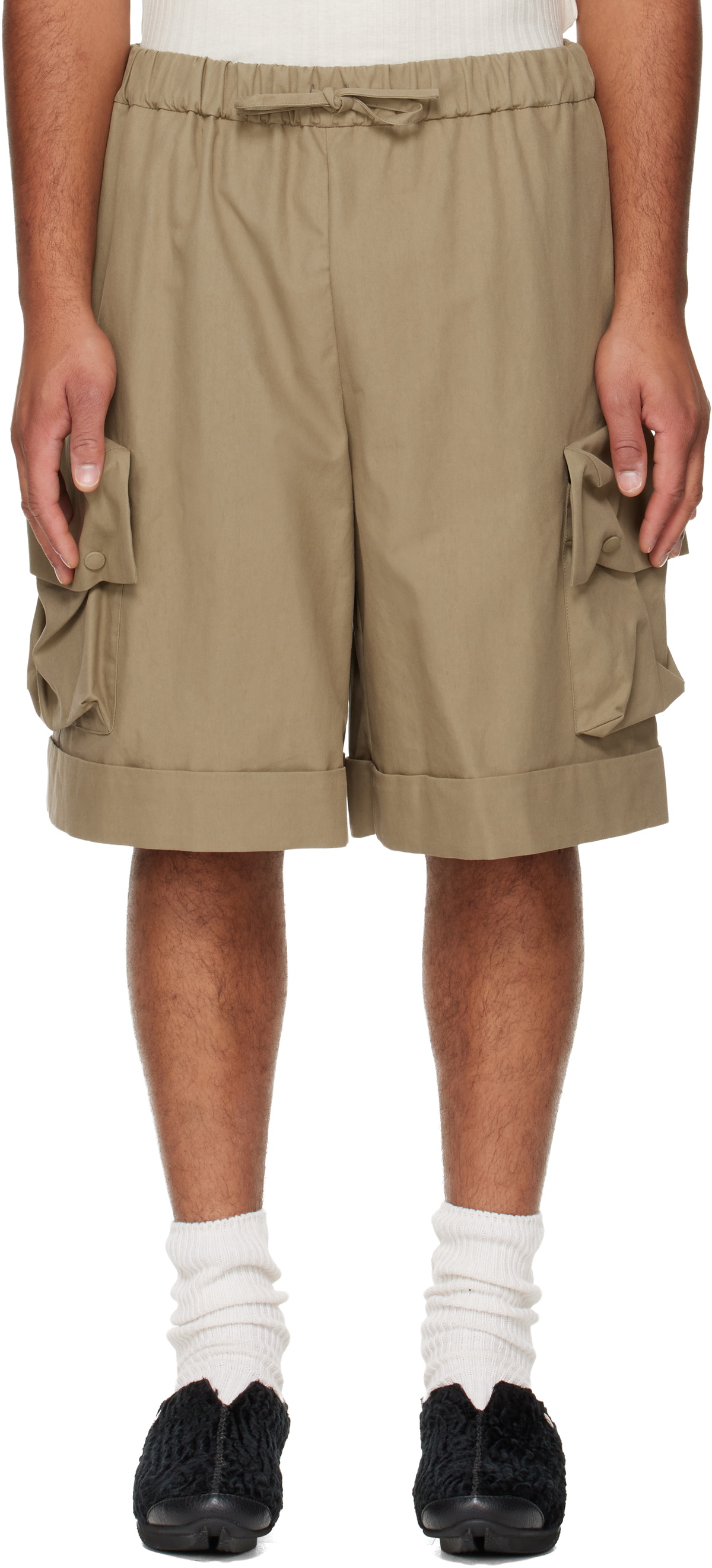 Simone Rocha Khaki Multi Pocket Drawstring Cargo Shorts