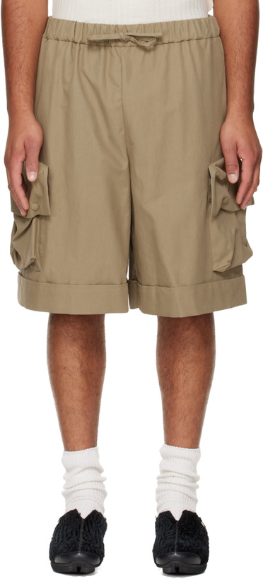 Photo: Simone Rocha Khaki Multi Pocket Drawstring Cargo Shorts