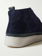 Mulo - Leather-Trimmed Waxed-Suede Chukka Boots - Blue