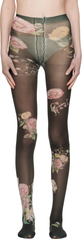 Photo: OPEN YY Black Floral Tights