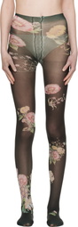 OPEN YY Black Floral Tights