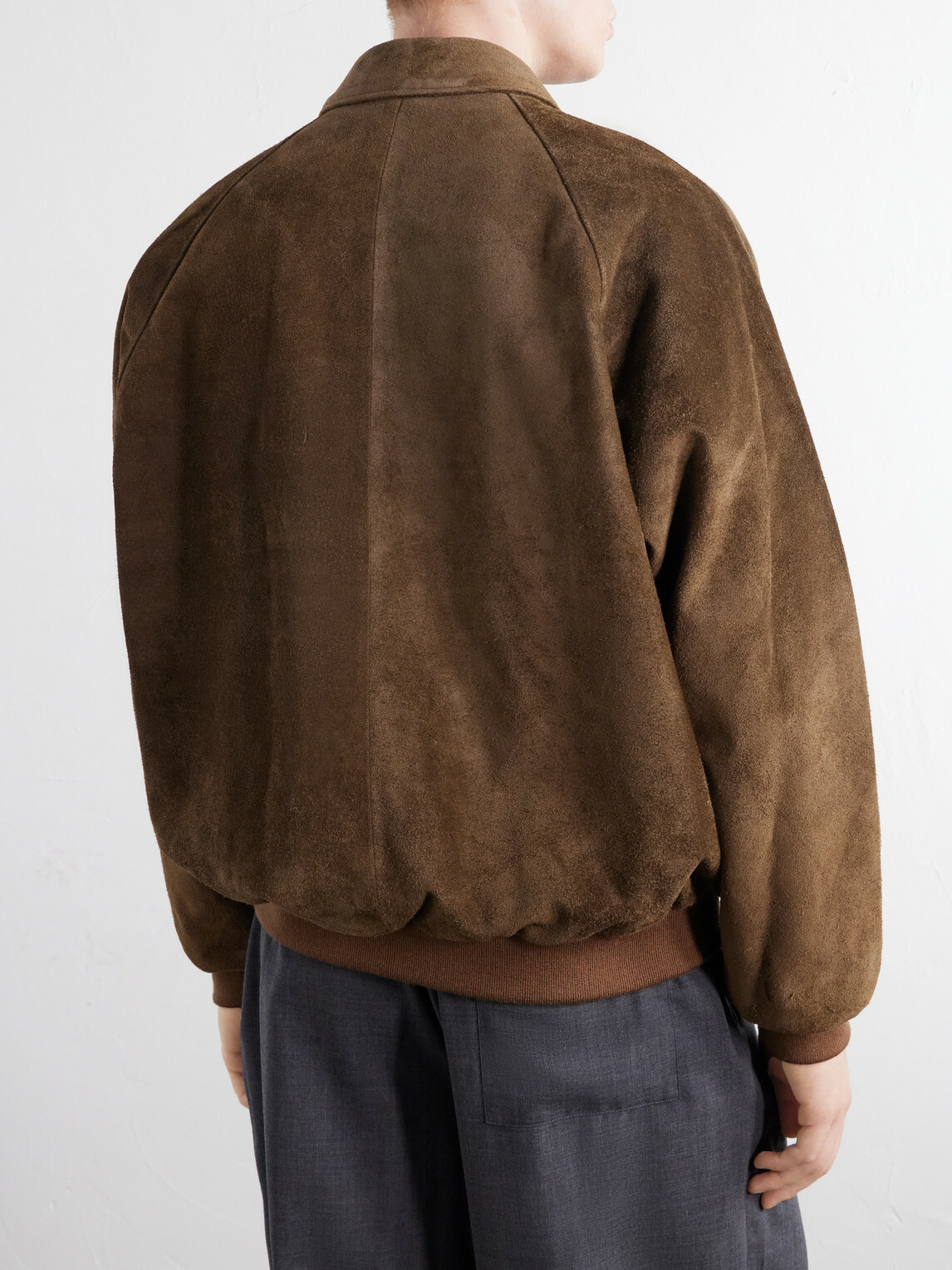 Graphpaper - Rib-Trimmed Suede Blouson Jacket - Brown