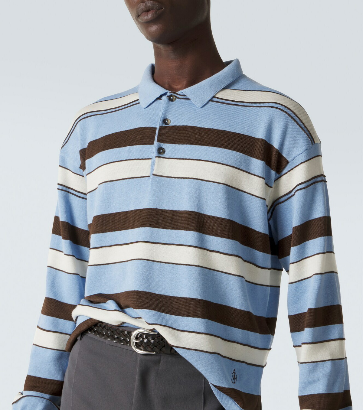 JW Anderson Striped cotton and wool-blend polo shirt