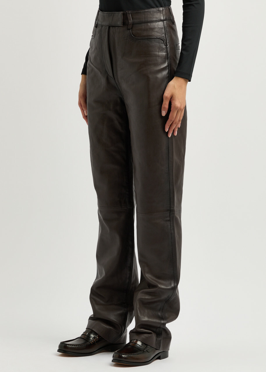 Remain BY Birger Christensen Straight-leg Leather Trousers Brown