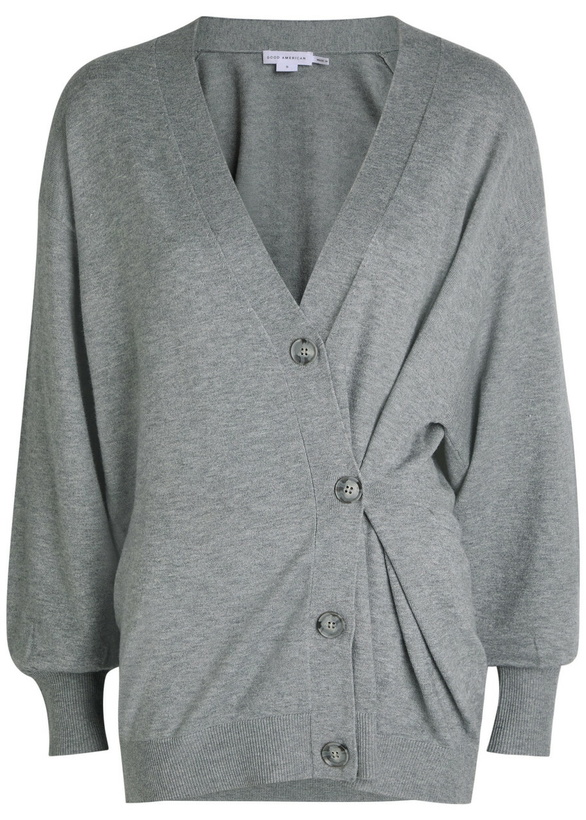 Photo: Good American Asymmetric Fine-knit Cardigan Grey