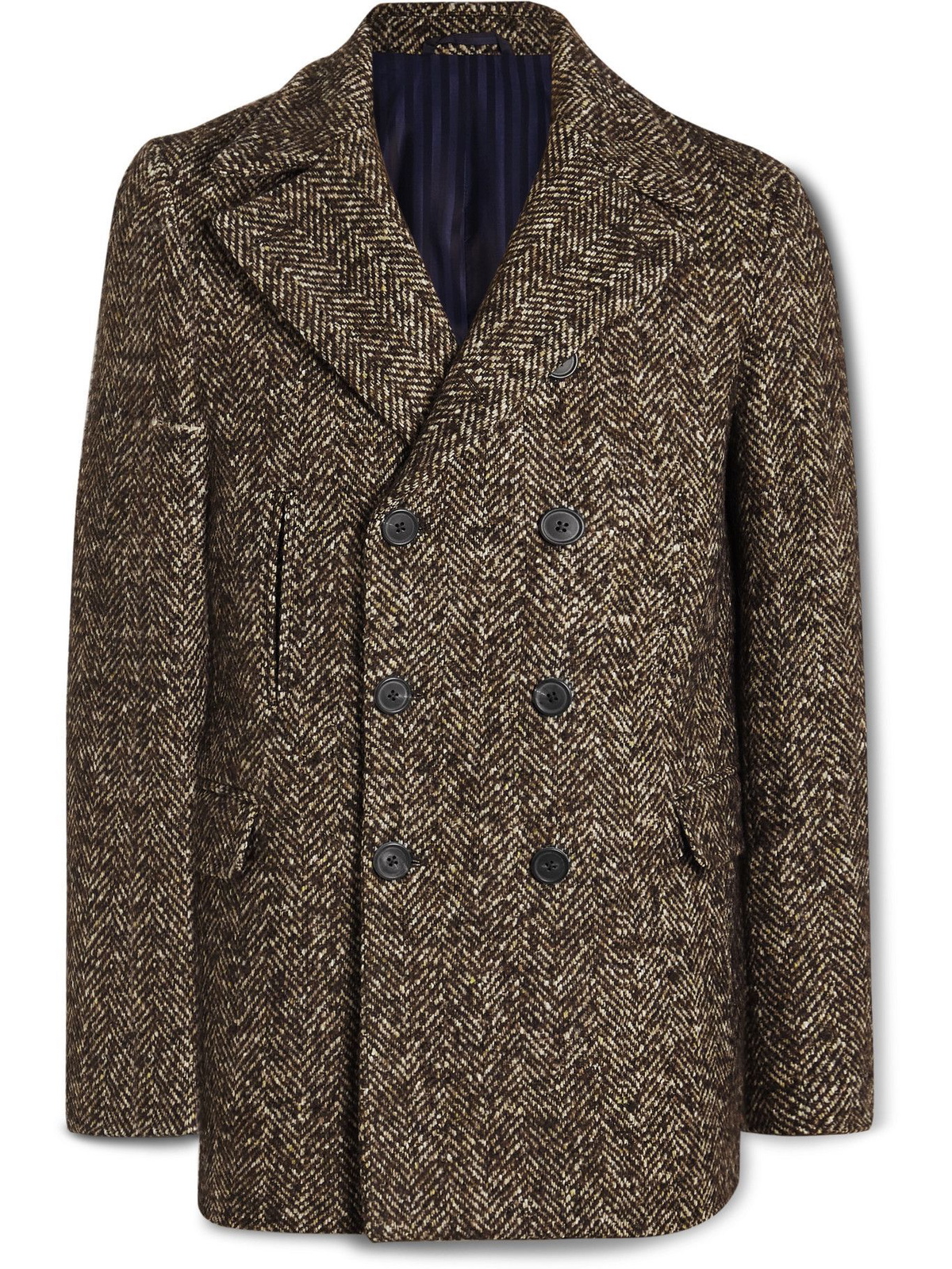 MP Massimo Piombo - Kent Herringbone Virgin Wool-Blend Peacoat