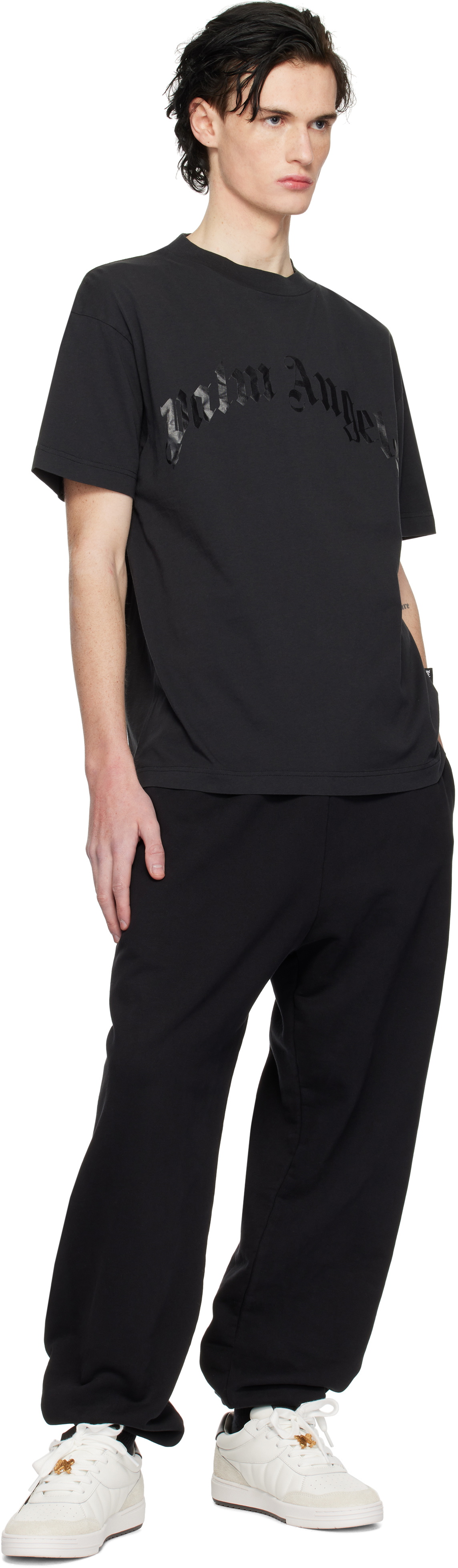 Palm Angels Black Curved Logo Oversize T-Shirt Palm Angels
