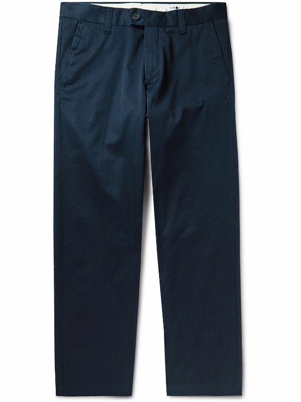 Photo: NN07 - Clement 1699 Straight-Leg Stretch Organic Cotton Twill Trousers - Blue