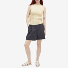 DONNI. Women's Linen Stripe Pleated Short in Stone Stripe