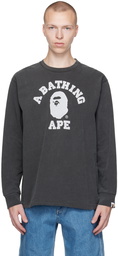 BAPE Gray Overdye College Long Sleeve T-Shirt