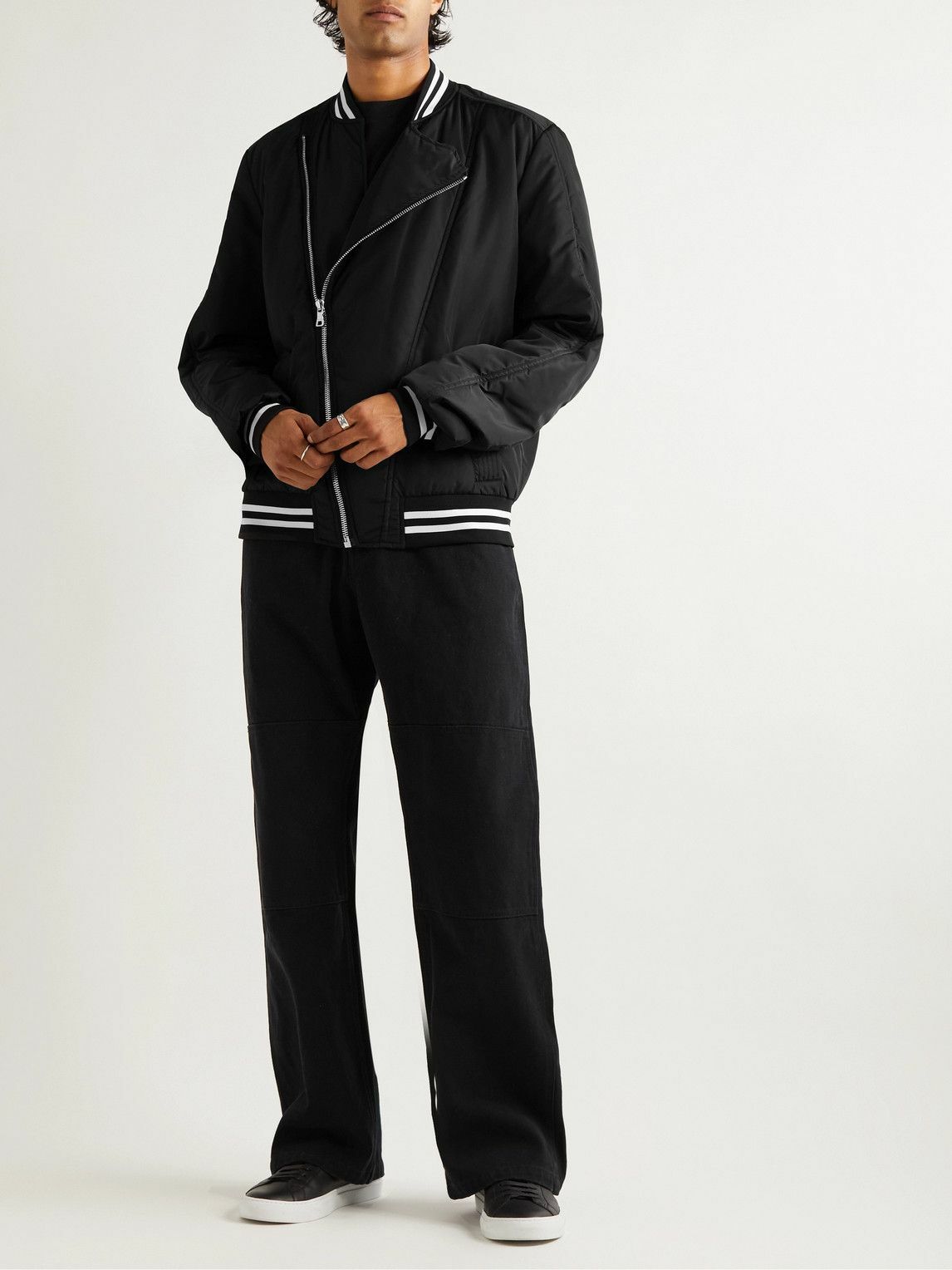 Balmain - Asymmetric Logo-Print Shell Bomber Jacket - Black Balmain